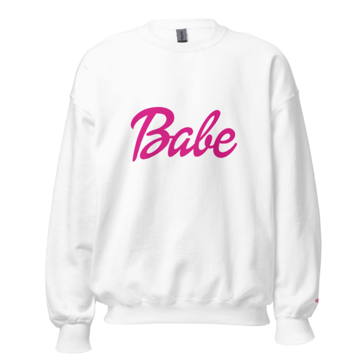 Oversized Cursive “Babe” Crew Neck Sweatshirt - Pink Cursive