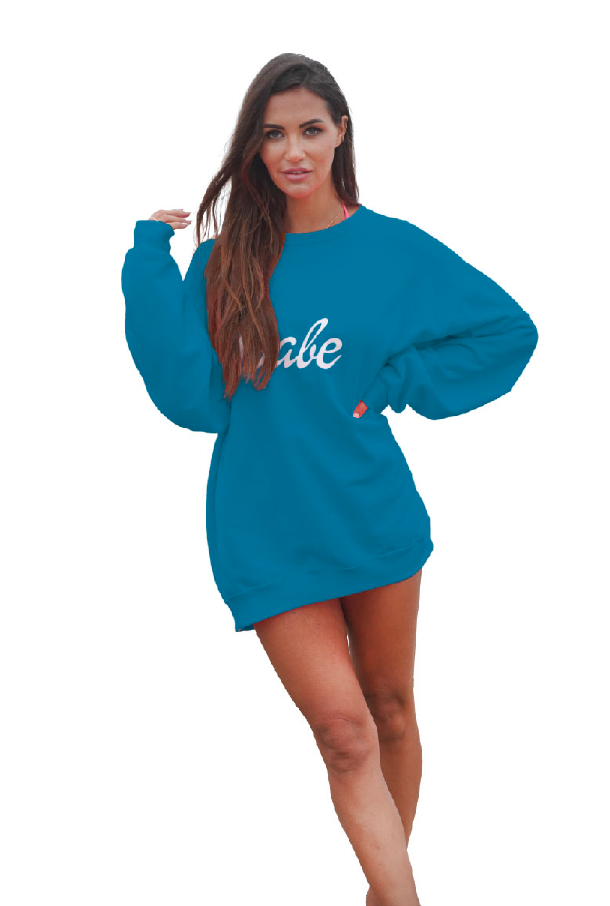 Oversized Cursive “Babe” Hoodie Sweatshirt - White Cursive