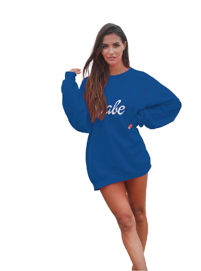 Oversized Cursive “Babe” Hoodie Sweatshirt - White Cursive