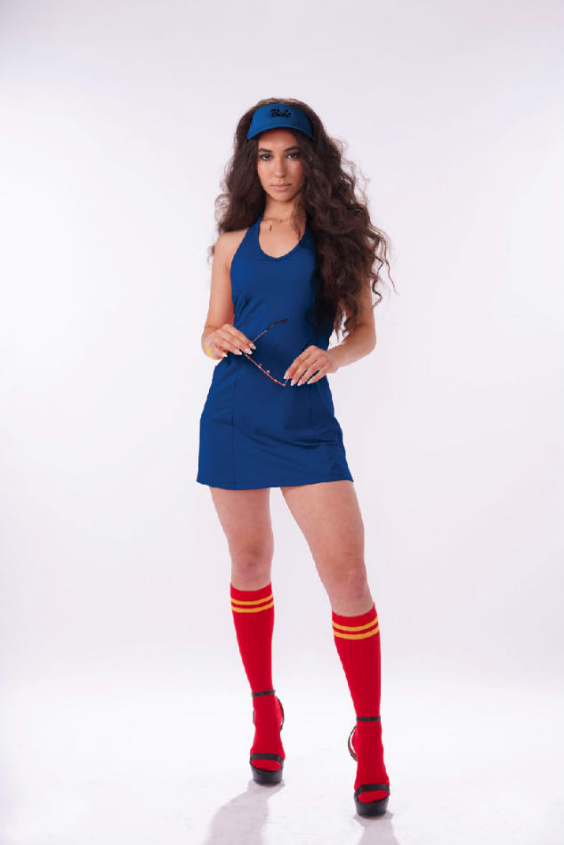 Sporty A-Line Halter Active Dress with Built-in Sports Bra