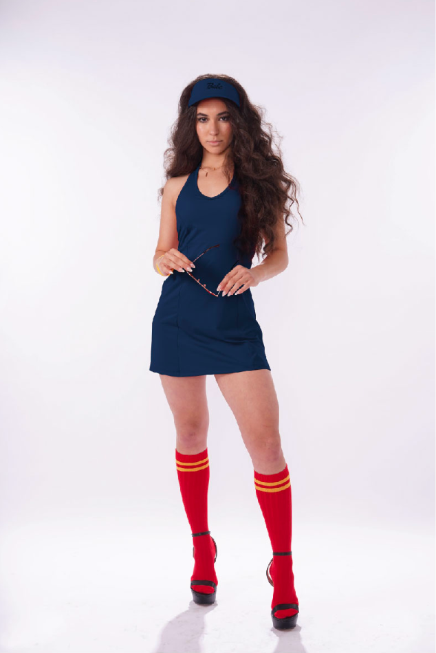 Sporty A-Line Halter Active Dress with Built-in Sports Bra